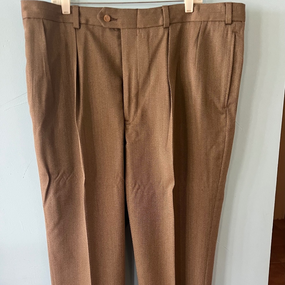 Bills Khakis Mens Brown Wool Pleated Trousers 40X28